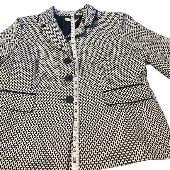 Danillo houndstooth print lined three button blazer size12, Navy Blue and white - Picture 8 of 11